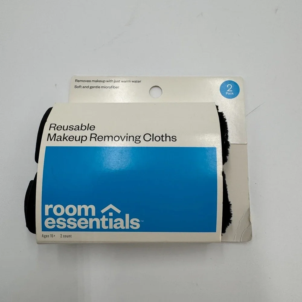 Room Essentials 2pk Makeup Washcloths Dark Gray NEW